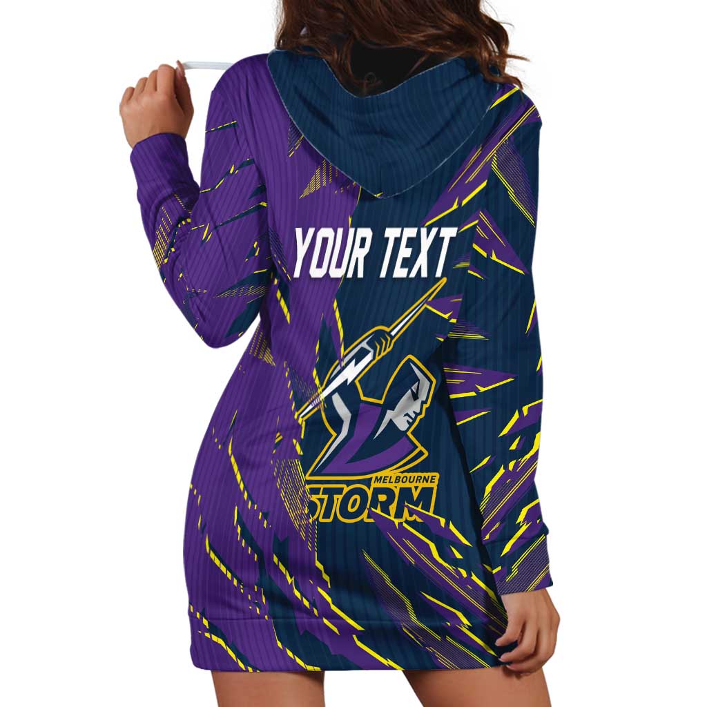 Personalized Melbourne Storm Hoodie Dress Dynamic Lightning Mascot Rugby Australia