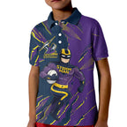 Personalized Melbourne Storm Kid Polo Shirt Dynamic Lightning Mascot Rugby Australia