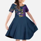Personalized Melbourne Storm Kid Short Sleeve Dress Dynamic Lightning Mascot Rugby Australia