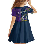 Personalized Melbourne Storm Kid Short Sleeve Dress Dynamic Lightning Mascot Rugby Australia