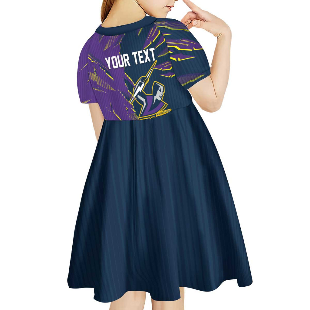 Personalized Melbourne Storm Kid Short Sleeve Dress Dynamic Lightning Mascot Rugby Australia