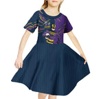 Personalized Melbourne Storm Kid Short Sleeve Dress Dynamic Lightning Mascot Rugby Australia
