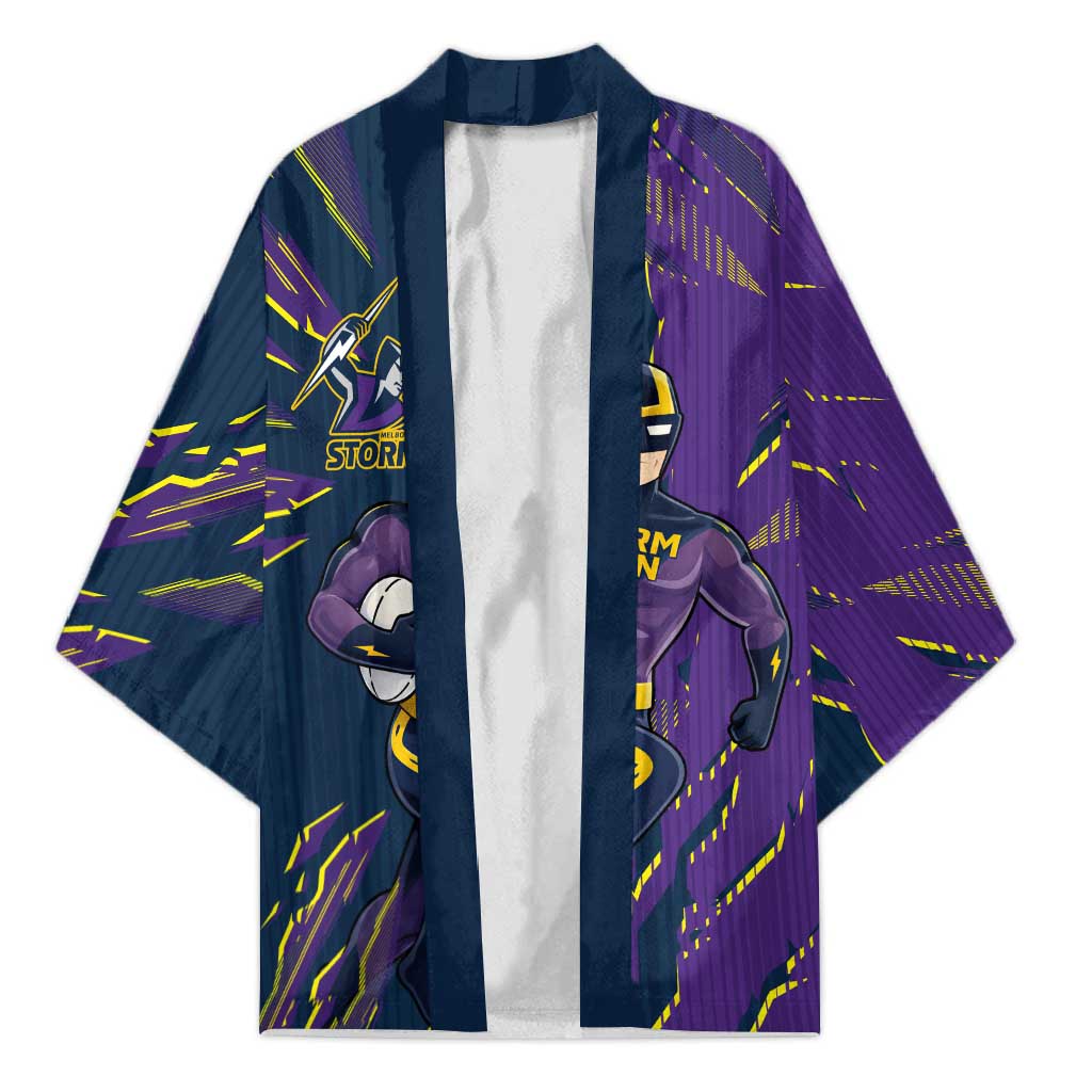 Personalized Melbourne Storm Kimono Dynamic Lightning Mascot Rugby Australia
