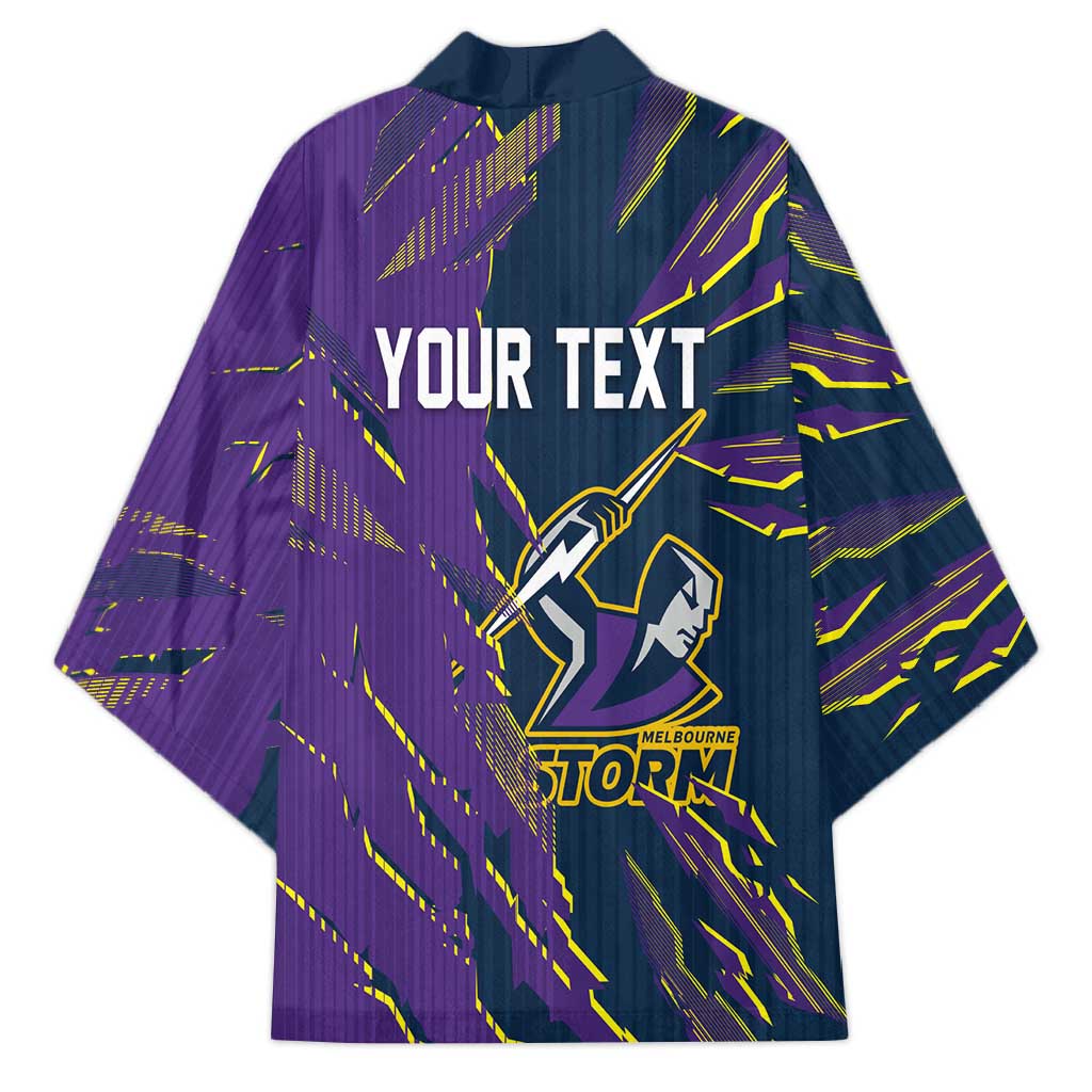 Personalized Melbourne Storm Kimono Dynamic Lightning Mascot Rugby Australia