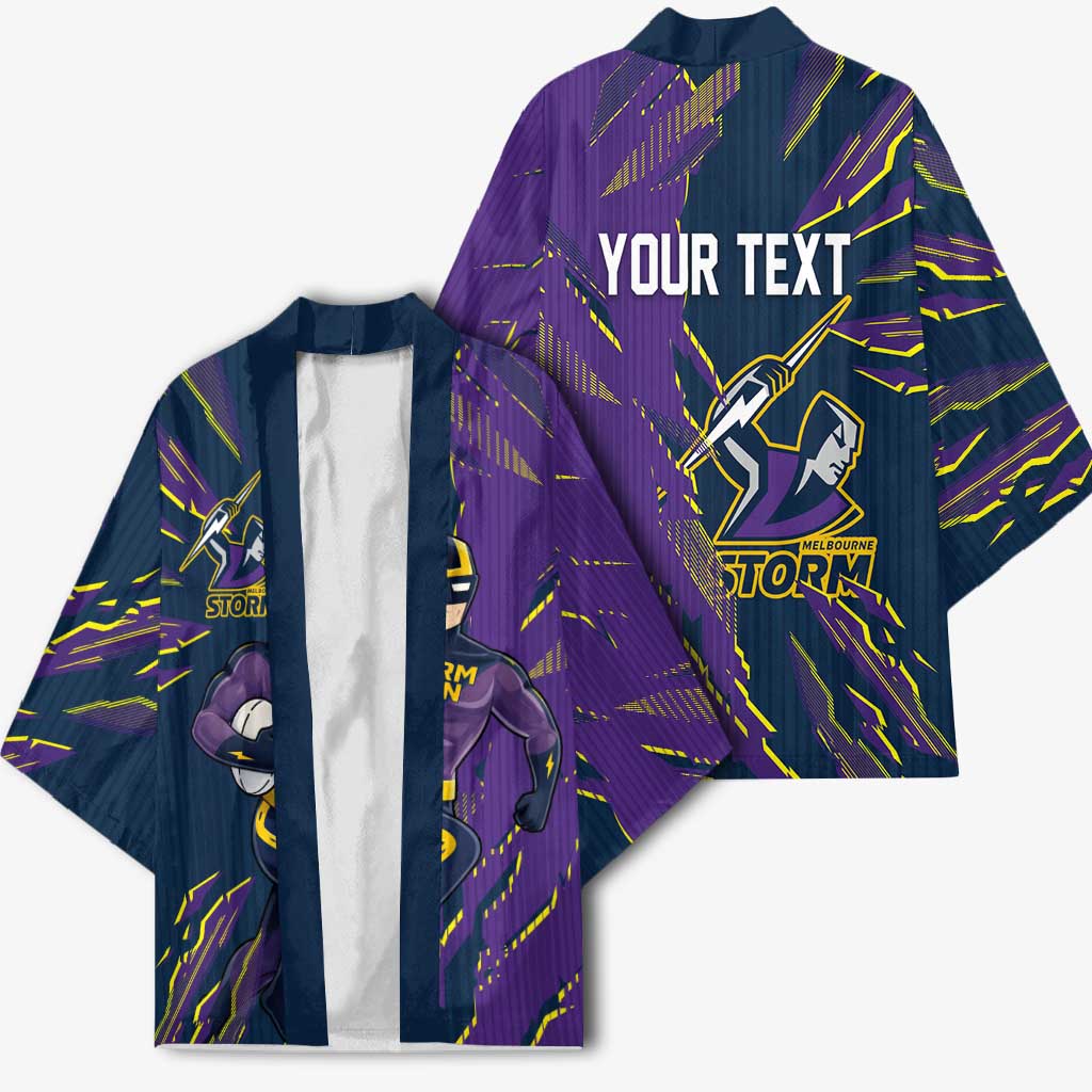 Personalized Melbourne Storm Kimono Dynamic Lightning Mascot Rugby Australia