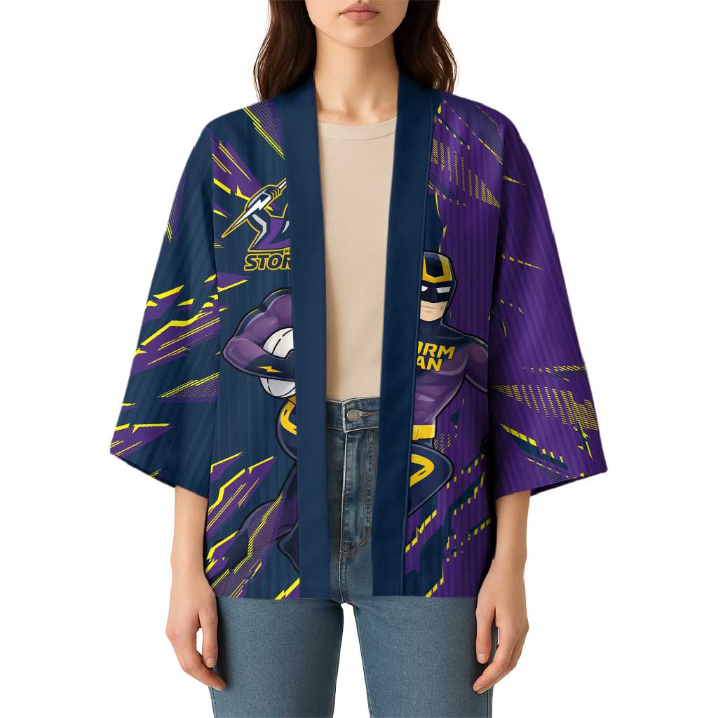 Personalized Melbourne Storm Kimono Dynamic Lightning Mascot Rugby Australia