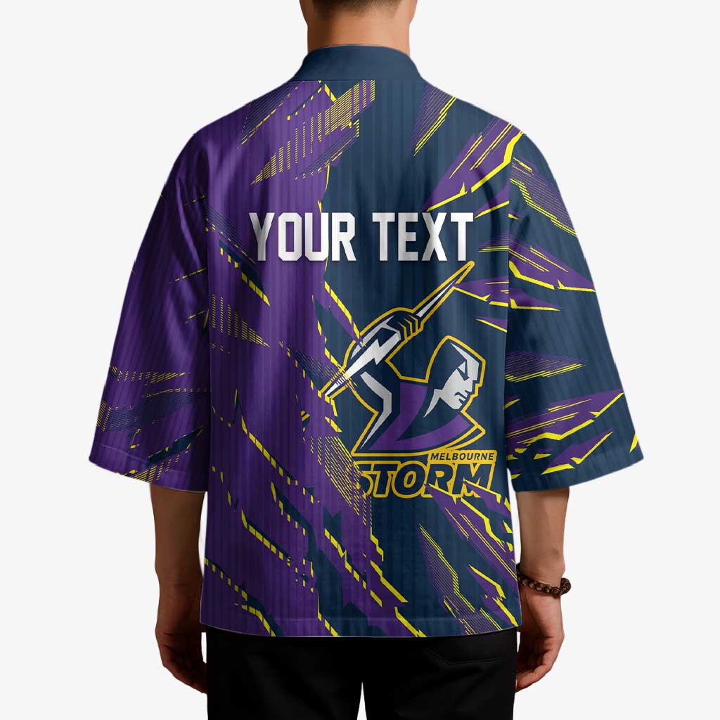 Personalized Melbourne Storm Kimono Dynamic Lightning Mascot Rugby Australia