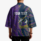 Personalized Melbourne Storm Kimono Dynamic Lightning Mascot Rugby Australia