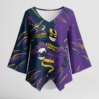 Personalized Melbourne Storm Kimono Sleeve Blouse Dynamic Lightning Mascot Rugby Australia