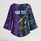 Personalized Melbourne Storm Kimono Sleeve Blouse Dynamic Lightning Mascot Rugby Australia