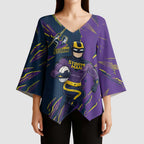 Personalized Melbourne Storm Kimono Sleeve Blouse Dynamic Lightning Mascot Rugby Australia