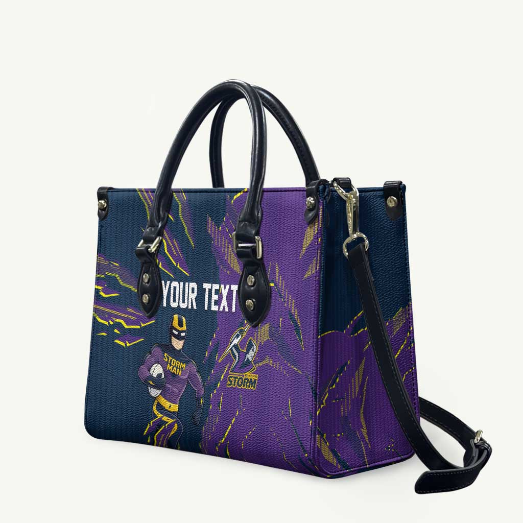 Personalized Melbourne Storm Leather Bag Dynamic Lightning Mascot Rugby Australia