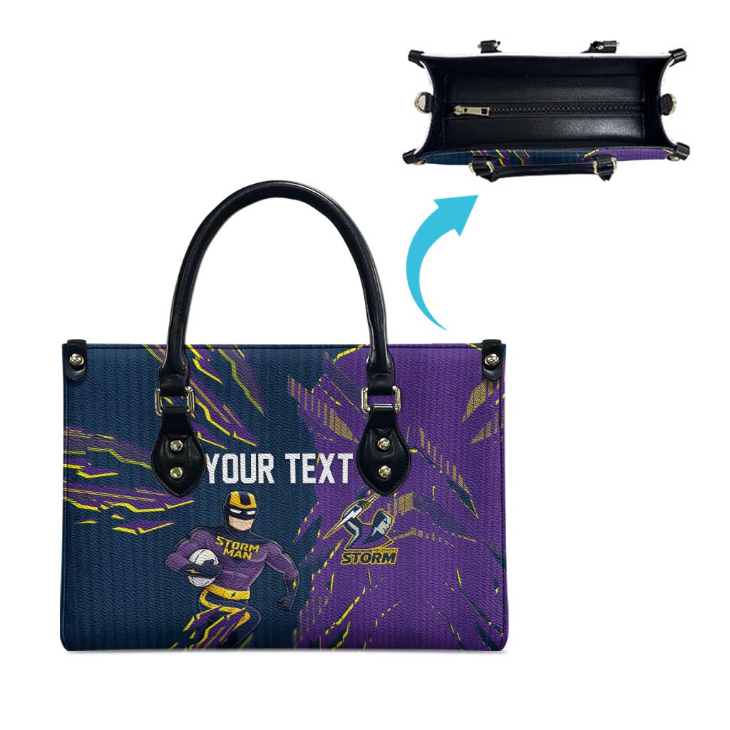Personalized Melbourne Storm Leather Bag Dynamic Lightning Mascot Rugby Australia