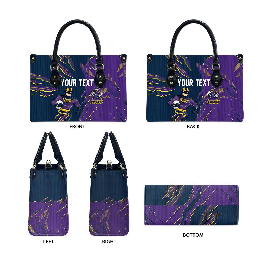 Personalized Melbourne Storm Leather Bag Dynamic Lightning Mascot Rugby Australia