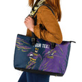 Personalized Melbourne Storm Leather Tote Bag Dynamic Lightning Mascot Rugby Australia