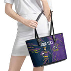 Personalized Melbourne Storm Leather Tote Bag Dynamic Lightning Mascot Rugby Australia