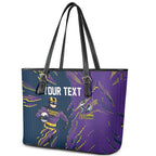 Personalized Melbourne Storm Leather Tote Bag Dynamic Lightning Mascot Rugby Australia