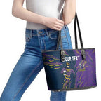 Personalized Melbourne Storm Leather Tote Bag Dynamic Lightning Mascot Rugby Australia