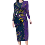 Personalized Melbourne Storm Long Sleeve Bodycon Dress Dynamic Lightning Mascot Rugby Australia