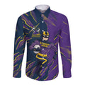 Personalized Melbourne Storm Long Sleeve Button Shirt Dynamic Lightning Mascot Rugby Australia