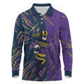 Personalized Melbourne Storm Long Sleeve Polo Shirt Dynamic Lightning Mascot Rugby Australia