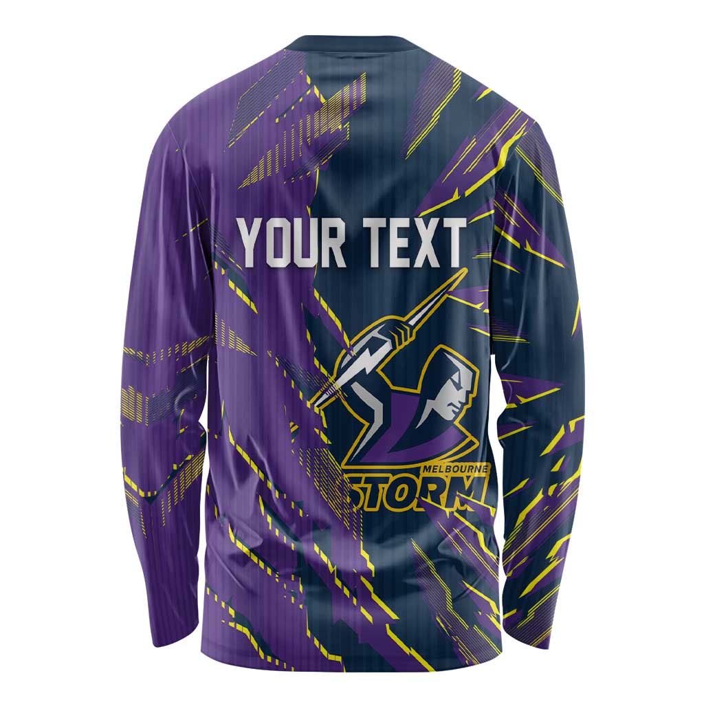 Personalized Melbourne Storm Long Sleeve Shirt Dynamic Lightning Mascot Rugby Australia
