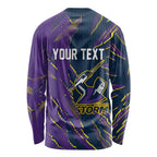 Personalized Melbourne Storm Long Sleeve Shirt Dynamic Lightning Mascot Rugby Australia