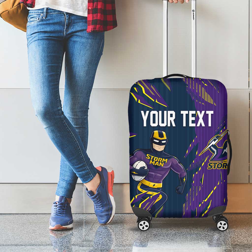 Personalized Melbourne Storm Luggage Cover Dynamic Lightning Mascot Rugby Australia