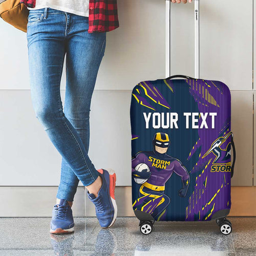 Personalized Melbourne Storm Luggage Cover Dynamic Lightning Mascot Rugby Australia