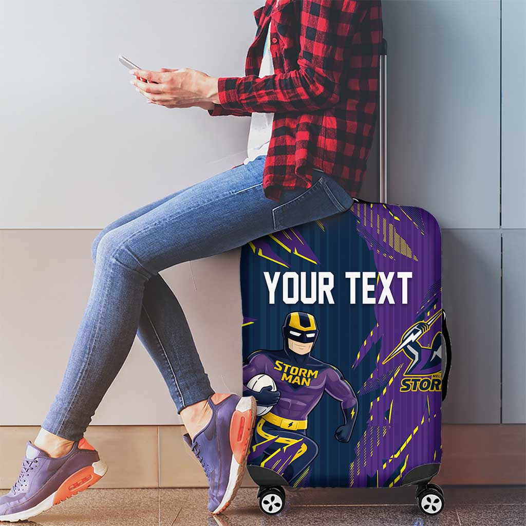 Personalized Melbourne Storm Luggage Cover Dynamic Lightning Mascot Rugby Australia