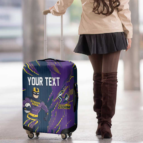 Personalized Melbourne Storm Luggage Cover Dynamic Lightning Mascot Rugby Australia