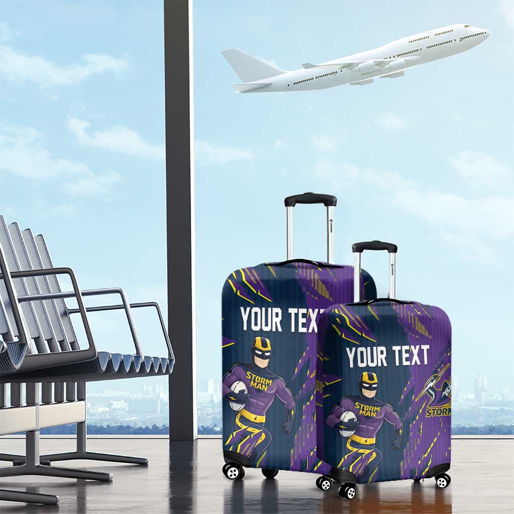 Personalized Melbourne Storm Luggage Cover Dynamic Lightning Mascot Rugby Australia