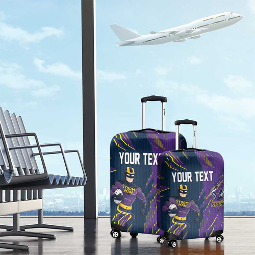 Personalized Melbourne Storm Luggage Cover Dynamic Lightning Mascot Rugby Australia