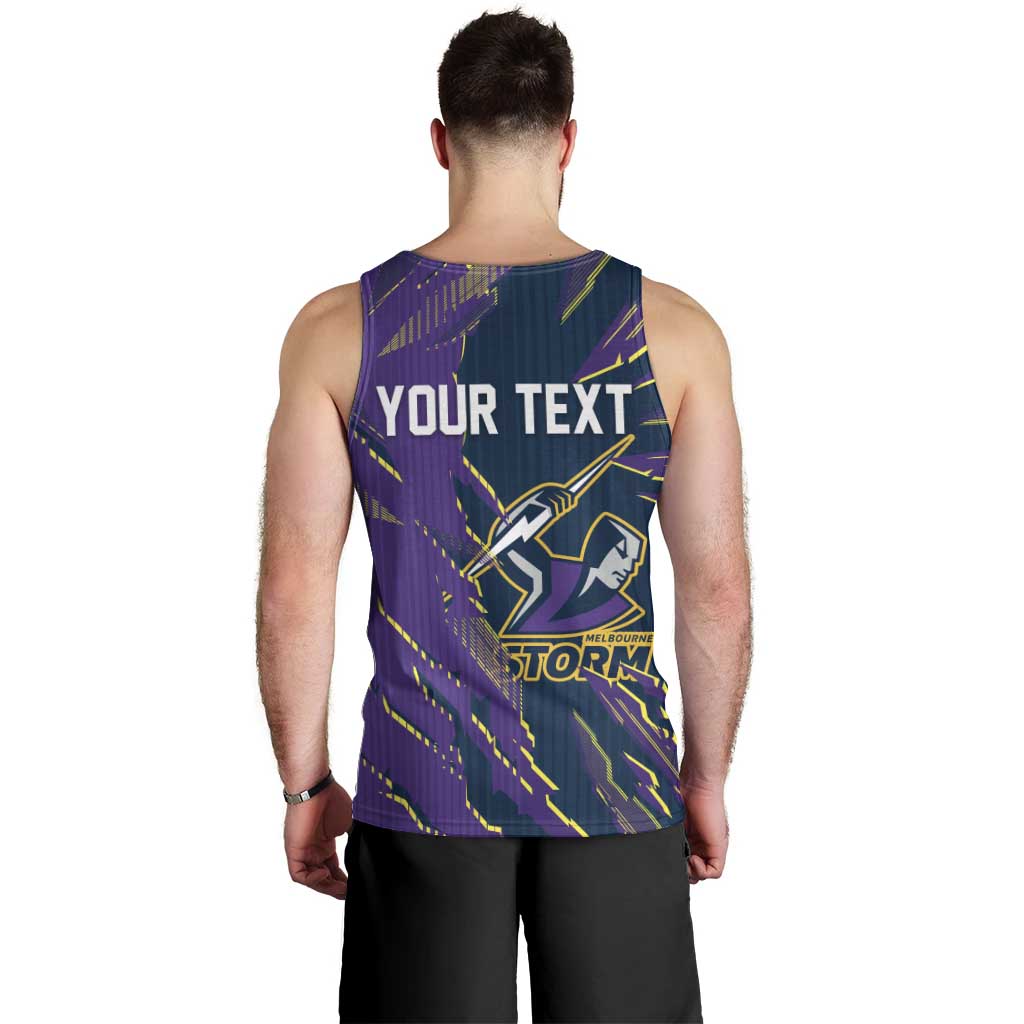 Personalized Melbourne Storm Men Tank Top Dynamic Lightning Mascot Rugby Australia