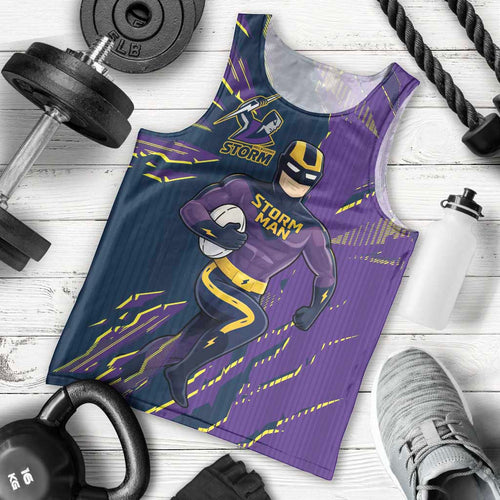 Personalized Melbourne Storm Men Tank Top Dynamic Lightning Mascot Rugby Australia