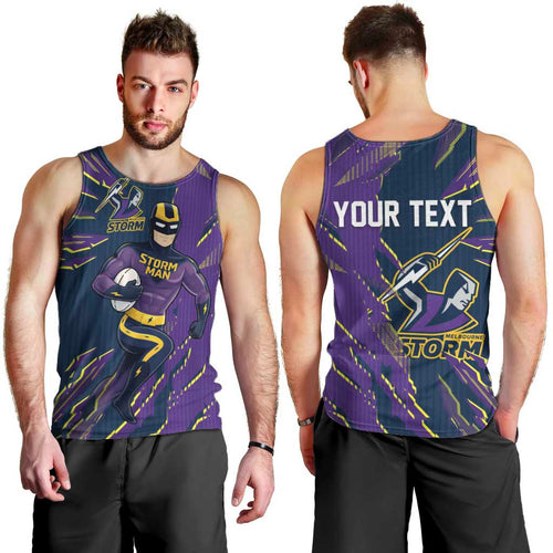 Personalized Melbourne Storm Men Tank Top Dynamic Lightning Mascot Rugby Australia