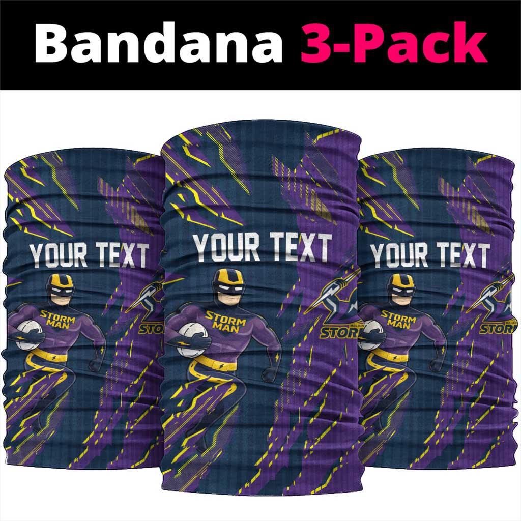 Personalized Melbourne Storm Neck Gaiter Dynamic Lightning Mascot Rugby Australia