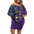 Personalized Melbourne Storm Off Shoulder Short Dress Dynamic Lightning Mascot Rugby Australia