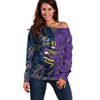 Personalized Melbourne Storm Off Shoulder Sweater Dynamic Lightning Mascot Rugby Australia