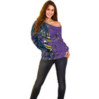 Personalized Melbourne Storm Off Shoulder Sweater Dynamic Lightning Mascot Rugby Australia