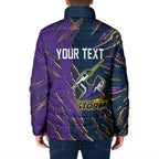 Personalized Melbourne Storm Padded Jacket Dynamic Lightning Mascot Rugby Australia