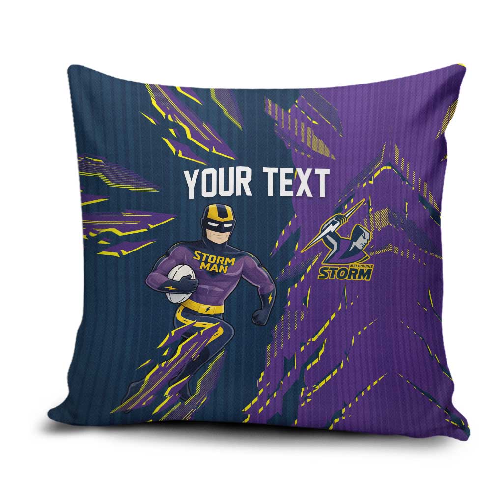 Personalized Melbourne Storm Pillow Cover Dynamic Lightning Mascot Rugby Australia