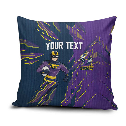 Personalized Melbourne Storm Pillow Cover Dynamic Lightning Mascot Rugby Australia