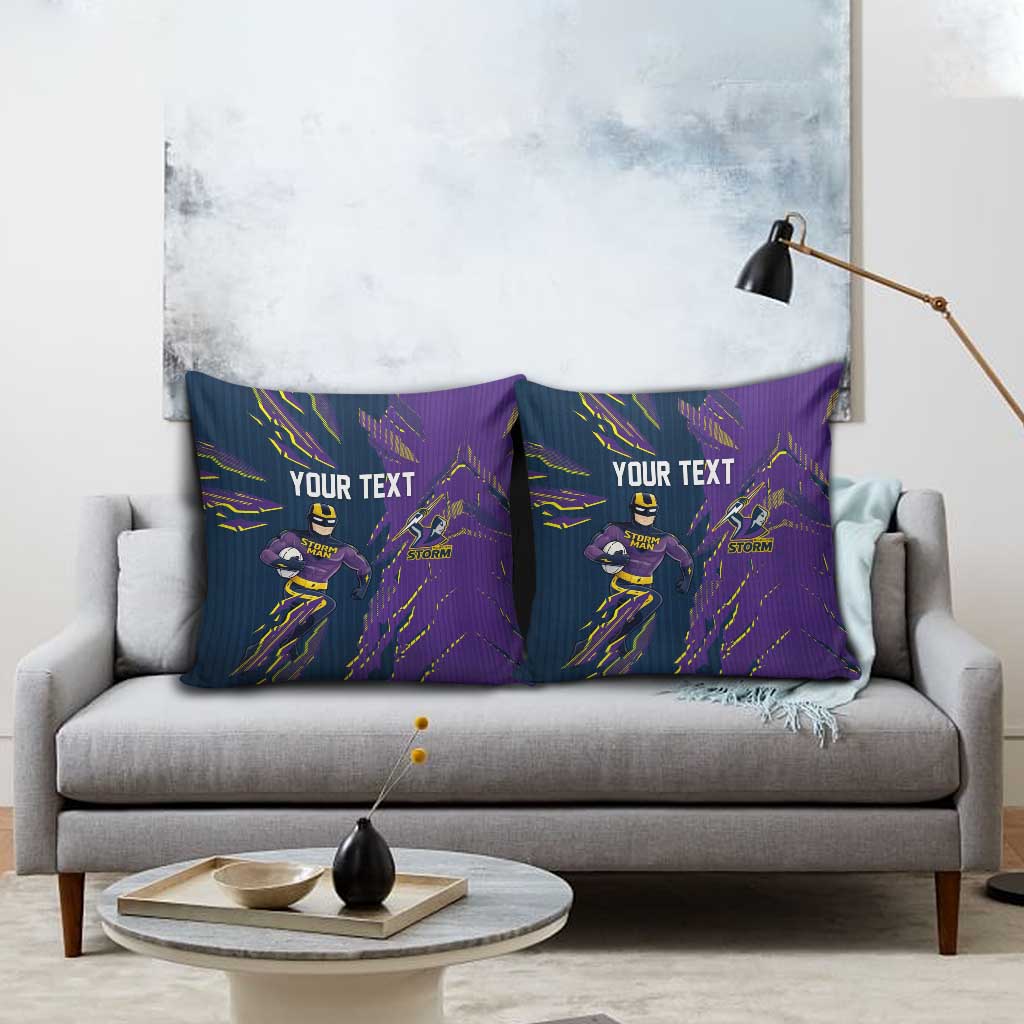 Personalized Melbourne Storm Pillow Cover Dynamic Lightning Mascot Rugby Australia
