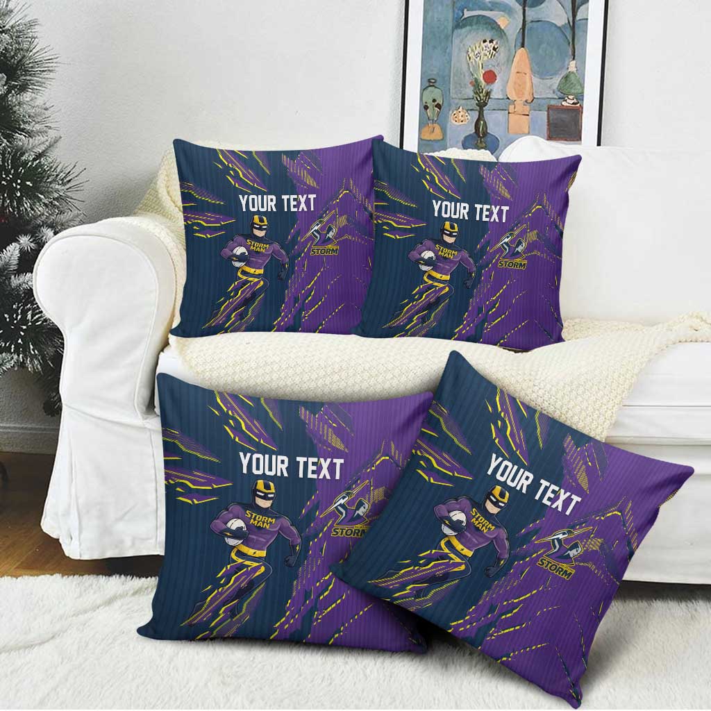 Personalized Melbourne Storm Pillow Cover Dynamic Lightning Mascot Rugby Australia