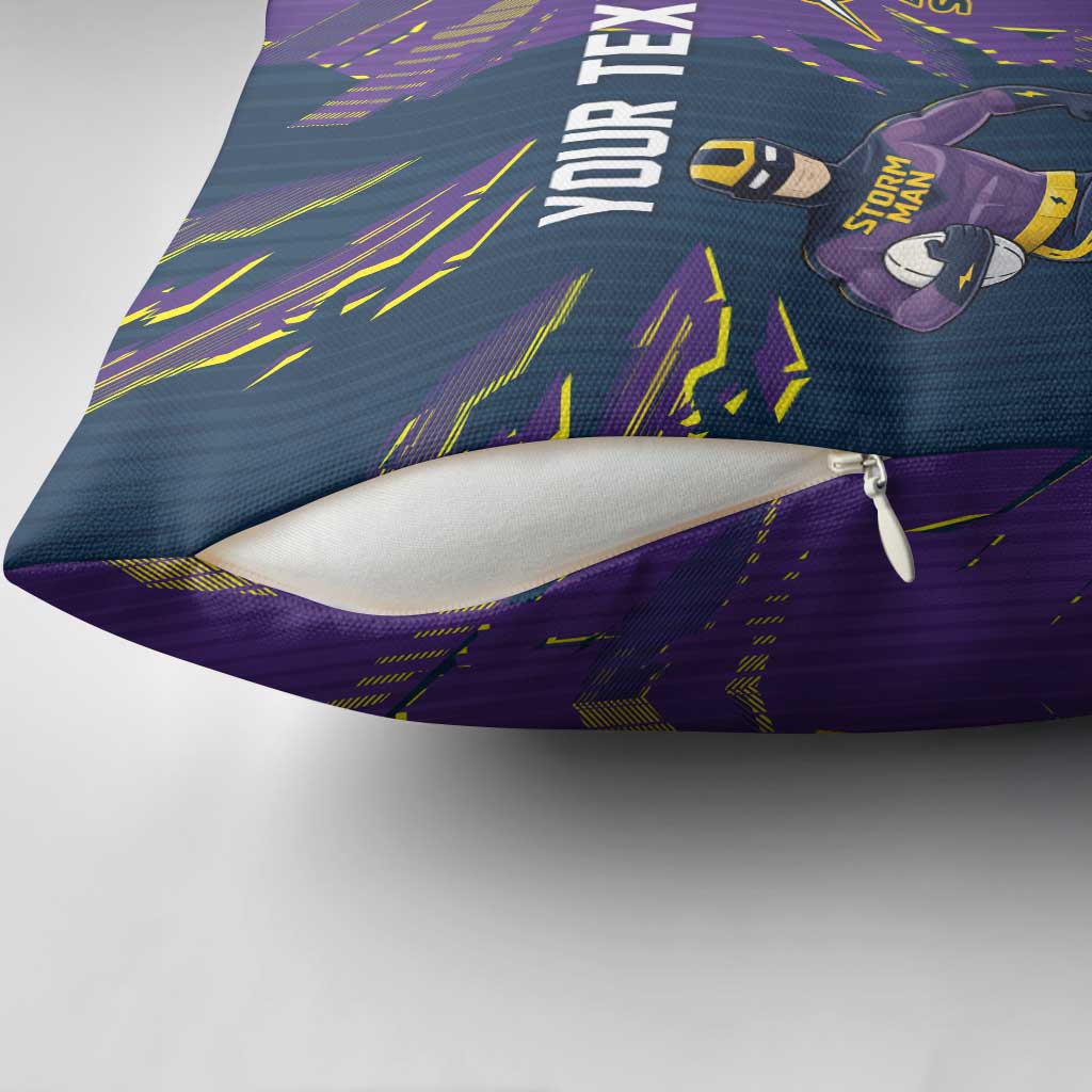 Personalized Melbourne Storm Pillow Cover Dynamic Lightning Mascot Rugby Australia