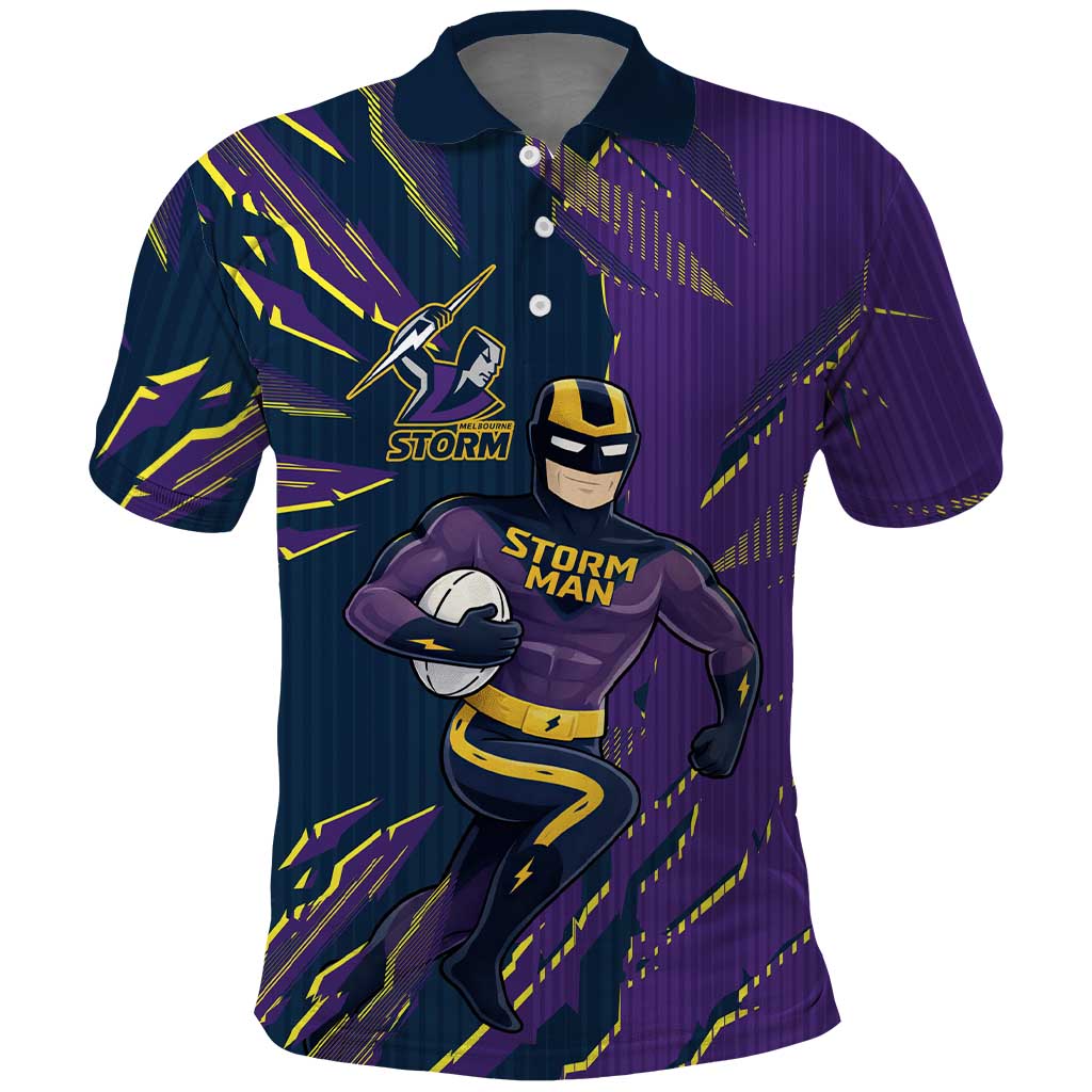 Personalized Melbourne Storm Polo Shirt Dynamic Lightning Mascot Rugby Australia