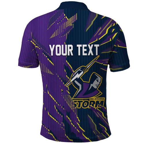 Personalized Melbourne Storm Polo Shirt Dynamic Lightning Mascot Rugby Australia