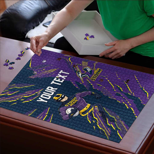 Personalized Melbourne Storm Puzzle Dynamic Lightning Mascot Rugby Australia
