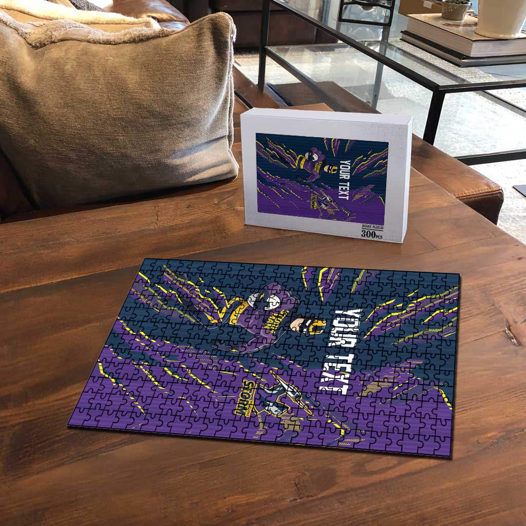 Personalized Melbourne Storm Puzzle Dynamic Lightning Mascot Rugby Australia